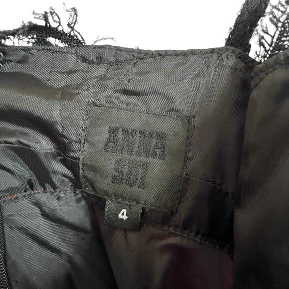 Vintage Anna Sui Archival Party Dress Black Lace Sparkling Print Pink Skirt - Picture 5 of 13